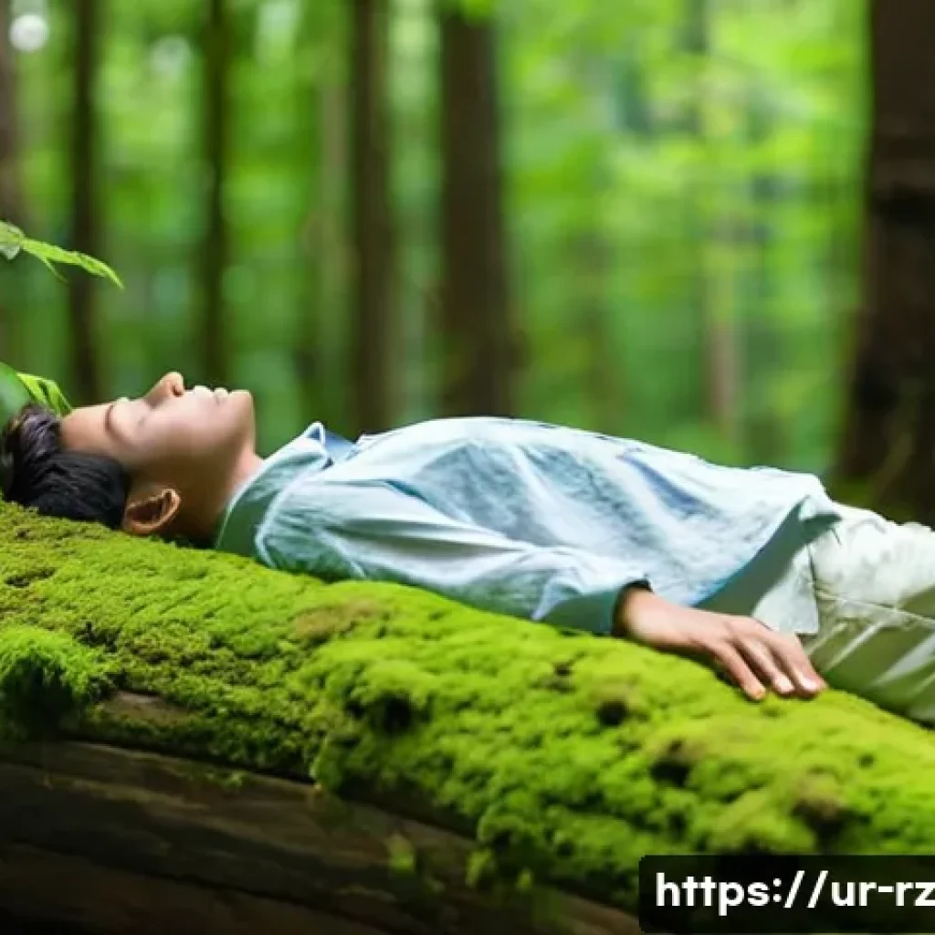 마인드풀테크와 정보 기술의 융합 - Digital Detox in Nature**
A young adult, modestly dressed in comfortable, casual clothing (such as a...